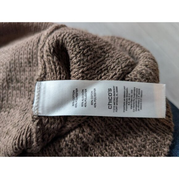 Chicos Brown Studded Knit Sweater Womens Size L Lightweight Pullover - Picture 6 of 8